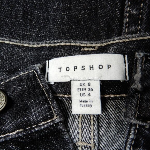 TOPSHOP Denim Maxi Long SKIRT Size 4 Destroyed Hem Front Slit Black NEW - Picture 5 of 10